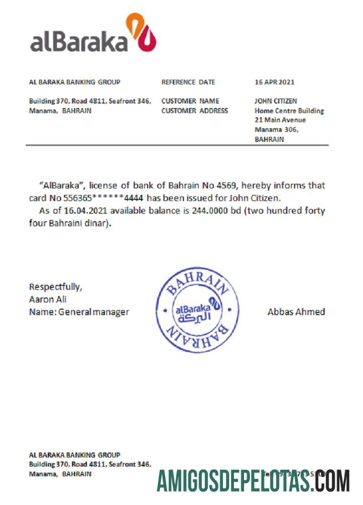 Referência Bahrein Al Baraka exemplo